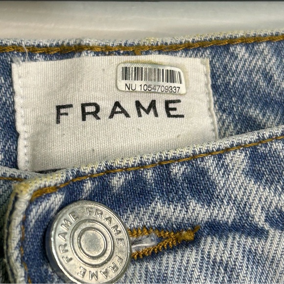 Frame Women’s Denim Blue Straight Jeans Le Slouch Casual Distressed Sz 32 - Picture 2 of 14